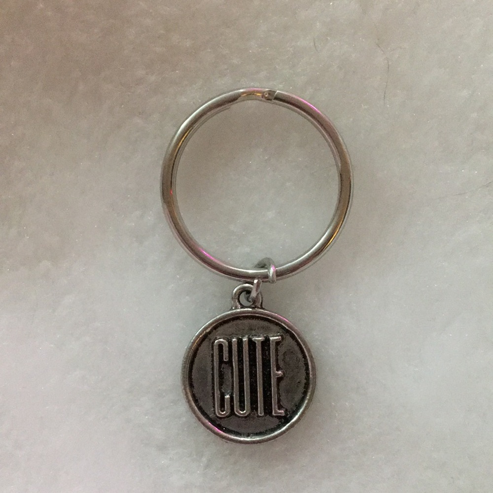 Silver Keychain with 'CUTE' Charm